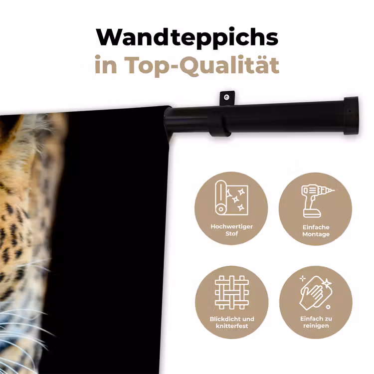 Luipaard - Dieren - Portret - Wilde dieren - Zwart Wandkleed katoen klein -tsfeer2_DE