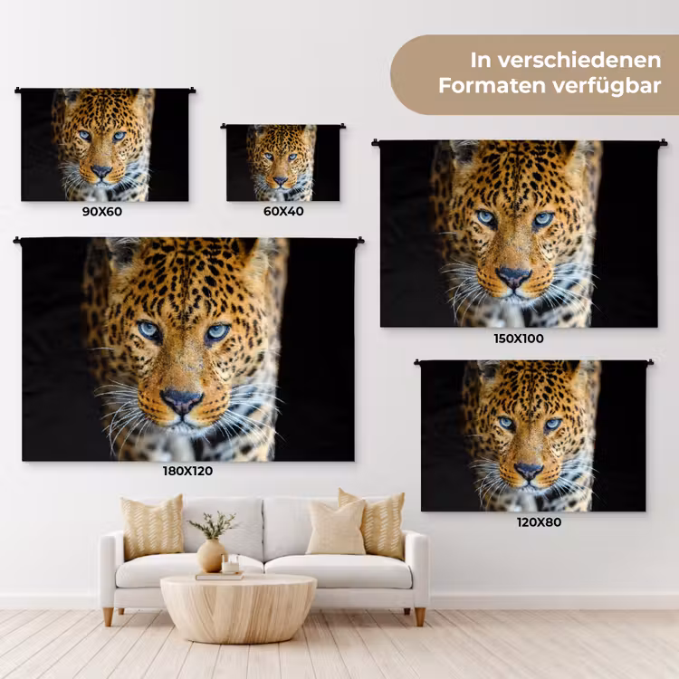 Luipaard - Dieren - Portret - Wilde dieren - Zwart Wandkleed katoen klein -tsfeer8_DE