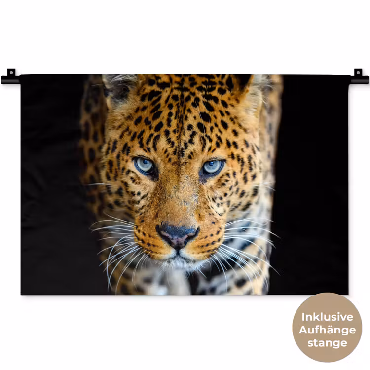 Luipaard - Dieren - Portret - Wilde dieren - Zwart Wandkleed katoen klein -t3d_DE