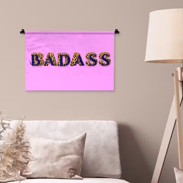 Felroze - Badass - Panterprint - Schaduw Wandkleed katoen klein -sfeer4