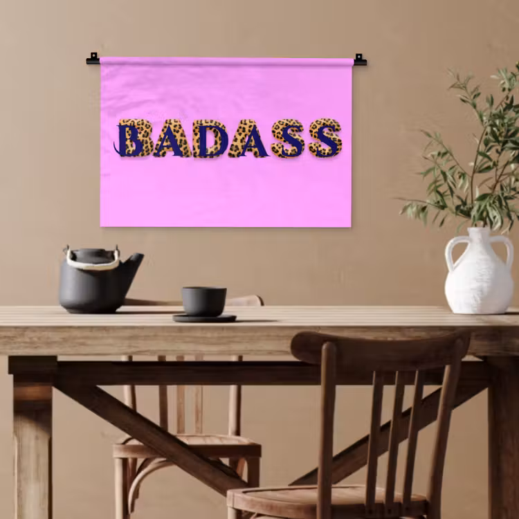 Felroze - Badass - Panterprint - Schaduw Wandkleed katoen klein -sfeer6