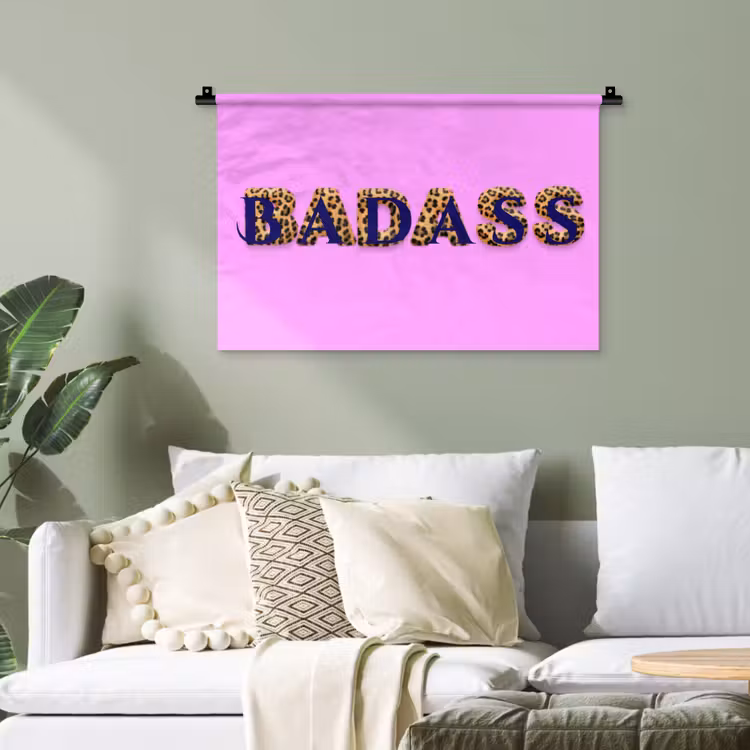Felroze - Badass - Panterprint - Schaduw Wandkleed katoen klein -sfeer7