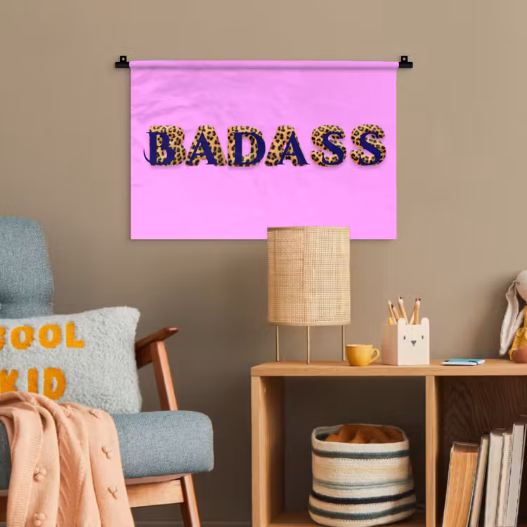Felroze - Badass - Panterprint - Schaduw Wandkleed katoen klein -wsfeer4_kind