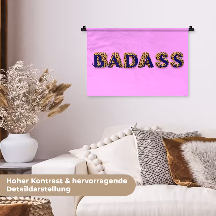 Felroze - Badass - Panterprint - Schaduw Wandkleed katoen klein -tsfeer1_DE
