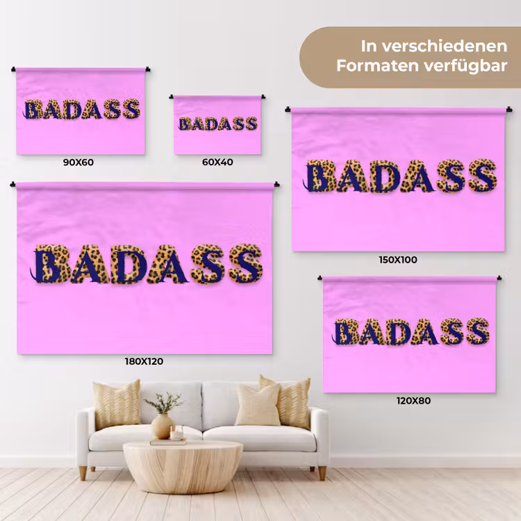 Felroze - Badass - Panterprint - Schaduw Wandkleed katoen klein -tsfeer8_DE