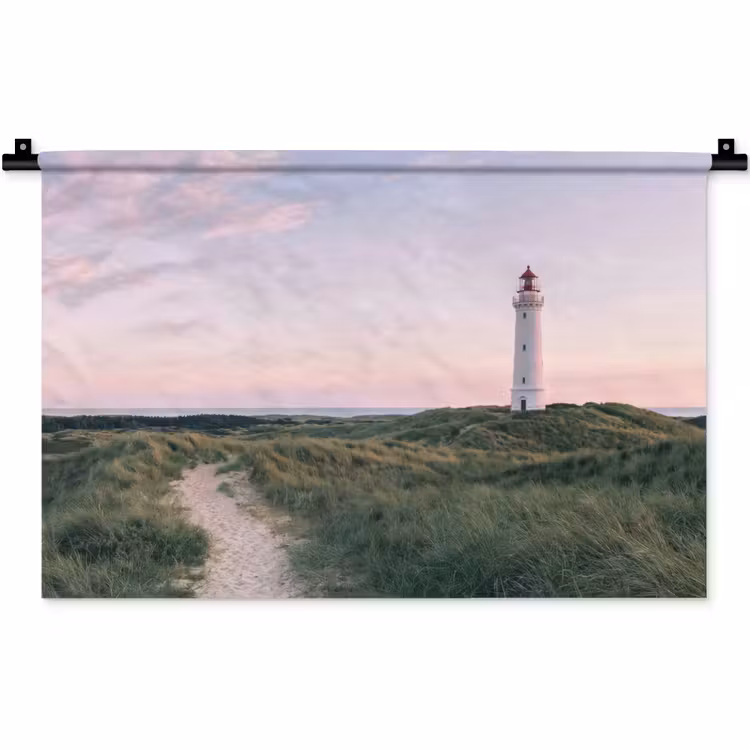 Vuurtoren - Duinlandschap - Zee Wandkleed katoen klein -zz3d