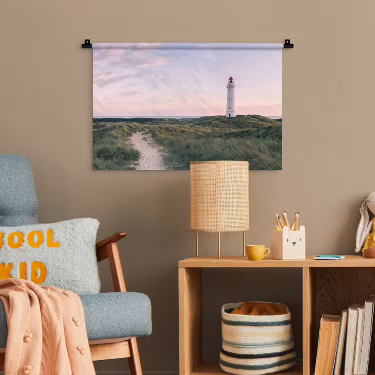 Vuurtoren - Duinlandschap - Zee Wandkleed katoen klein -wsfeer4_kind