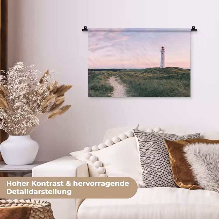 Vuurtoren - Duinlandschap - Zee Wandkleed katoen klein -tsfeer1_DE