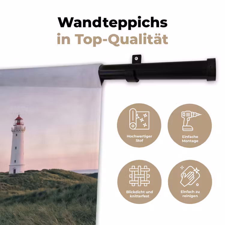 Vuurtoren - Duinlandschap - Zee Wandkleed katoen klein -tsfeer2_DE