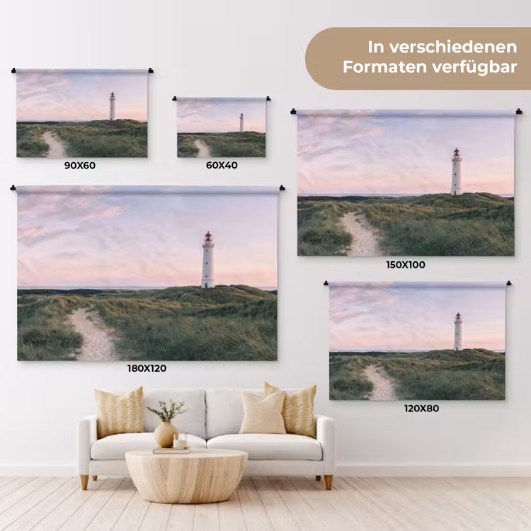 Vuurtoren - Duinlandschap - Zee Wandkleed katoen klein -tsfeer8_DE