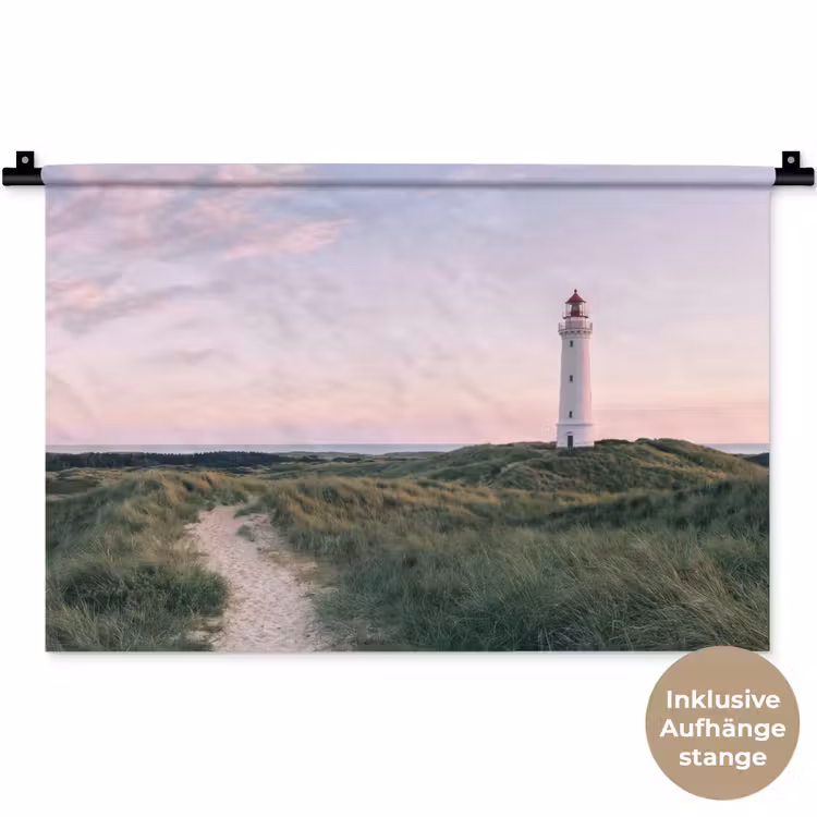 Vuurtoren - Duinlandschap - Zee Wandkleed katoen klein -t3d_DE