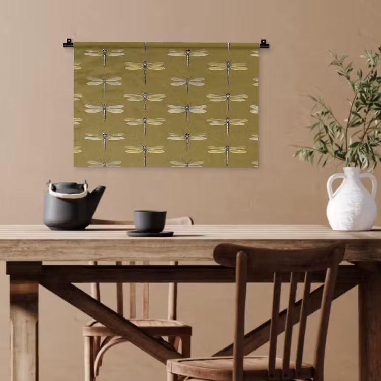Libellen - Patroon - Groen Wandkleed katoen klein 269 -sfeer6