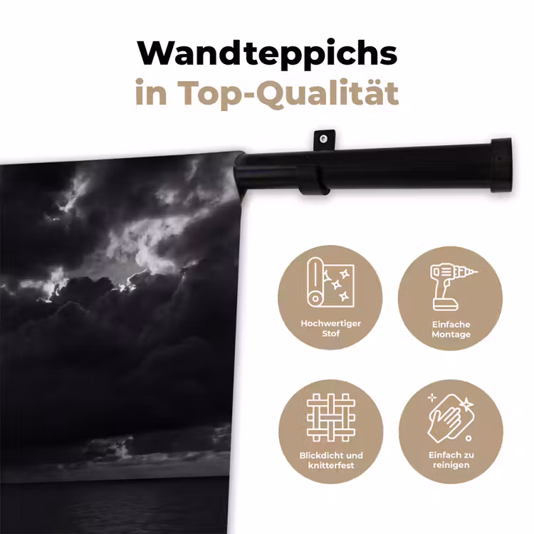 Licht - Wolken - Zee - Zwart-wit - Natuur Wandkleed katoen klein -tsfeer2_DE