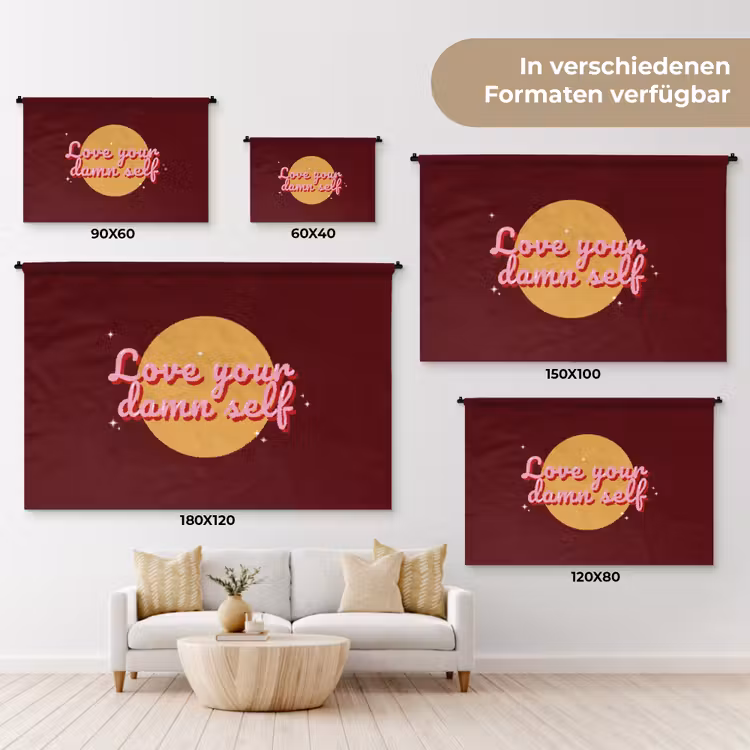 love your damn self - Cirkel - Glitter - Rood Wandkleed katoen klein -tsfeer8_DE
