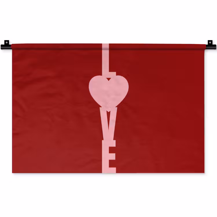 Love - Hart - Rood Wandkleed katoen klein -zz3d