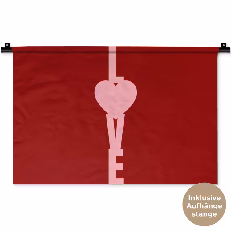 Love - Hart - Rood Wandkleed katoen klein -t3d_DE