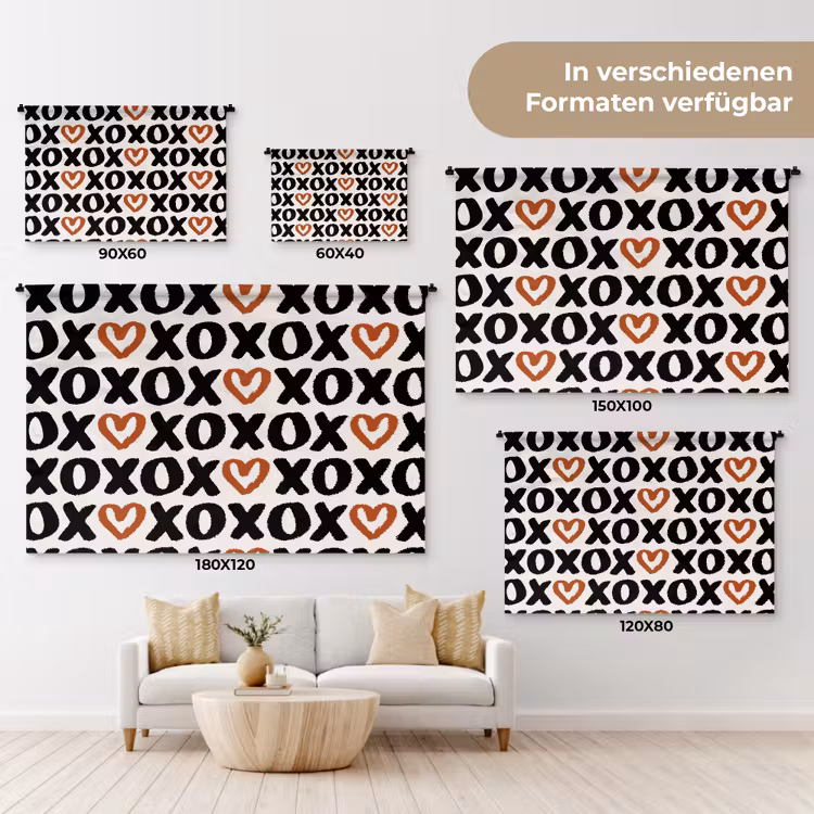 Liefde - Patroon - Typografie Wandkleed katoen klein 269 -tsfeer8_DE