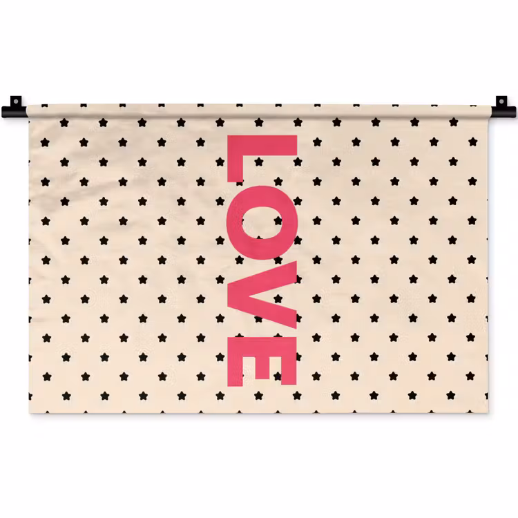 Love - Stippen - Roze Wandkleed katoen klein -zz3d
