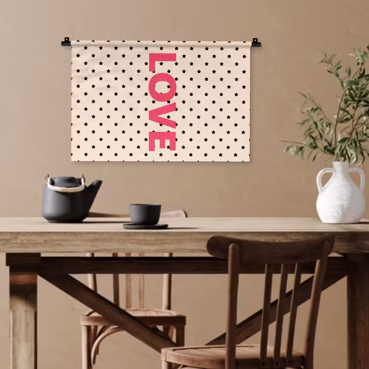 Love - Stippen - Roze Wandkleed katoen klein -sfeer6