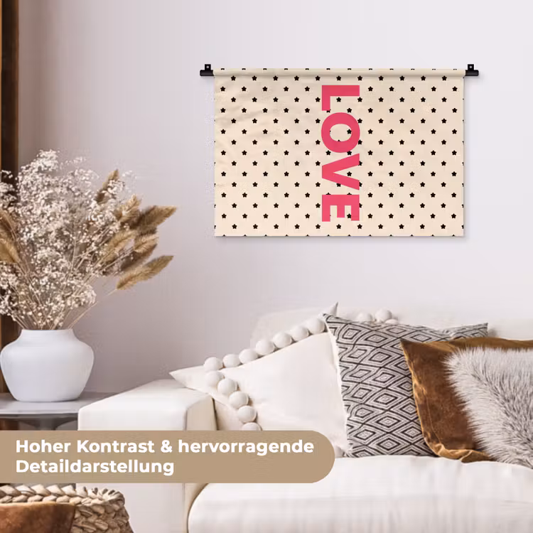 Love - Stippen - Roze Wandkleed katoen klein -tsfeer1_DE