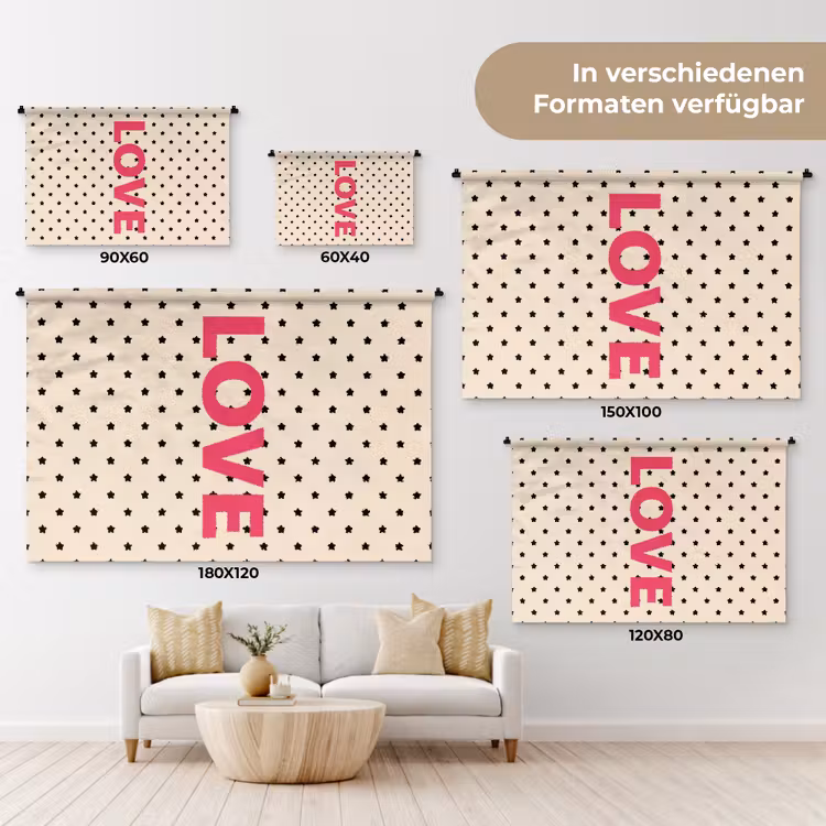 Love - Stippen - Roze Wandkleed katoen klein -tsfeer8_DE