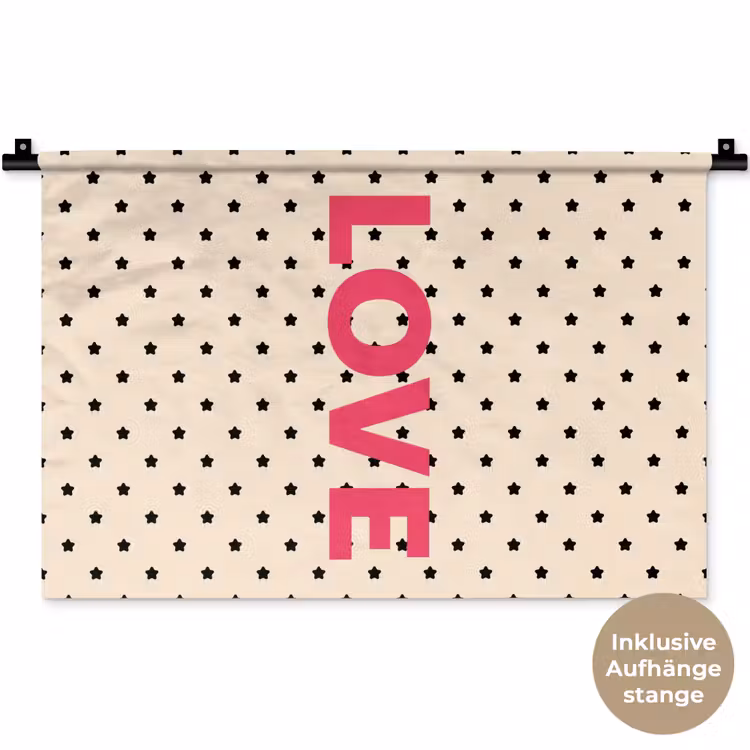 Love - Stippen - Roze Wandkleed katoen klein -t3d_DE