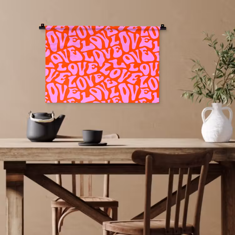 Love - Roze - Valentijn - Rood Wandkleed katoen klein 269 -sfeer6