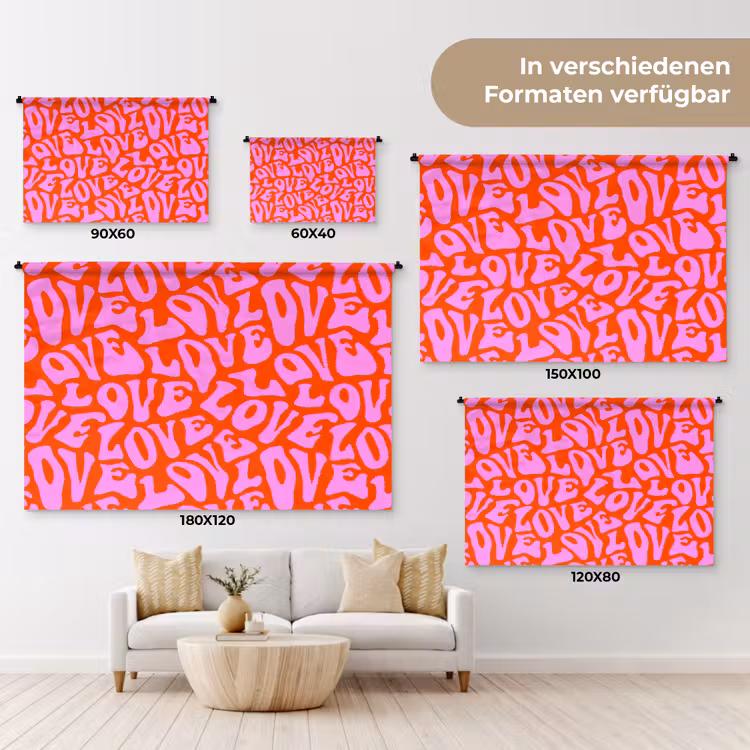 Love - Roze - Valentijn - Rood Wandkleed katoen klein 269 -tsfeer8_DE