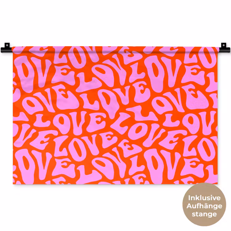 Love - Roze - Valentijn - Rood Wandkleed katoen klein 269 -t3d_DE