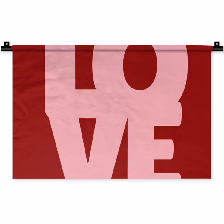 Love - Rood - Blokletters Wandkleed katoen klein -zz3d