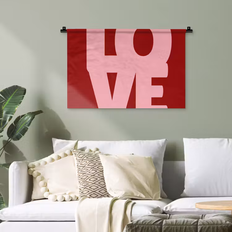 Love - Rood - Blokletters Wandkleed katoen klein -sfeer7