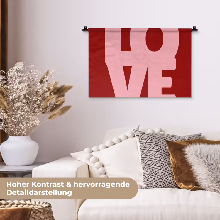 Love - Rood - Blokletters Wandkleed katoen klein -tsfeer1_DE