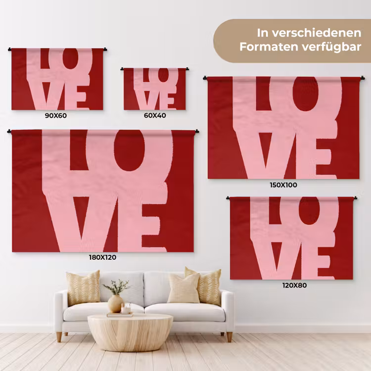 Love - Rood - Blokletters Wandkleed katoen klein -tsfeer8_DE