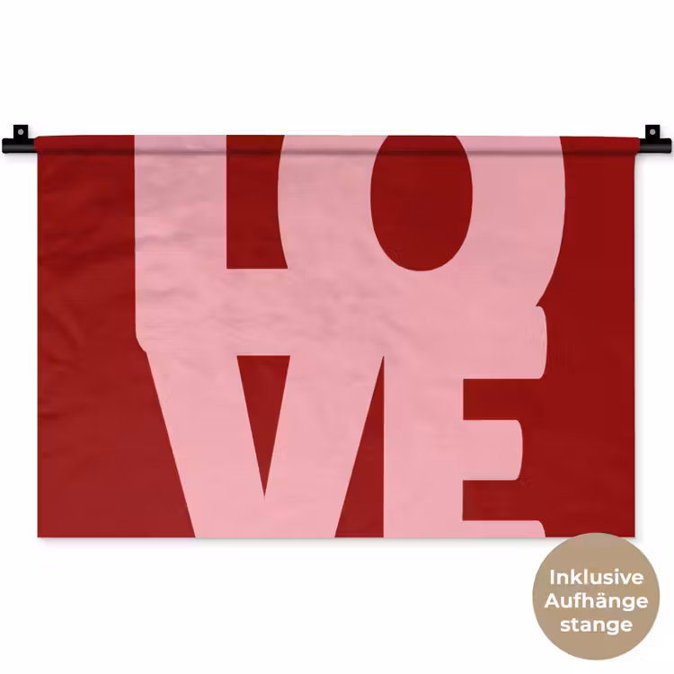 Love - Rood - Blokletters Wandkleed katoen klein -t3d_DE