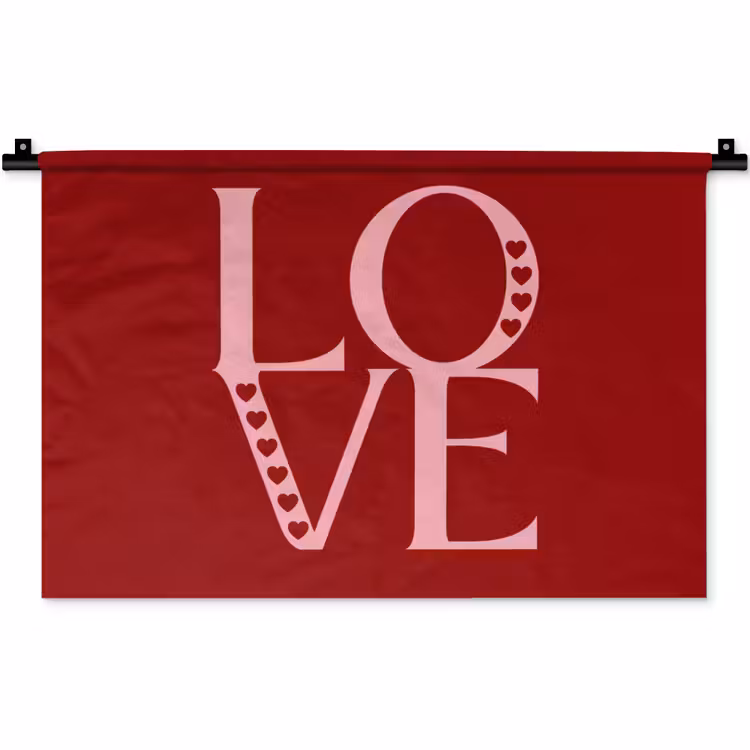 Love - Rood - Hatjes Wandkleed katoen klein -zz3d