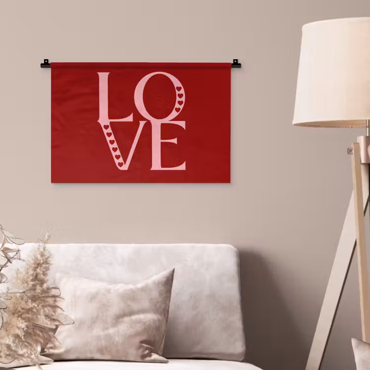 Love - Rood - Hatjes Wandkleed katoen klein -sfeer4