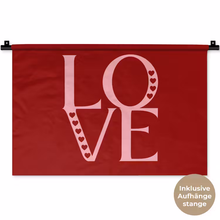 Love - Rood - Hatjes Wandkleed katoen klein -t3d_DE
