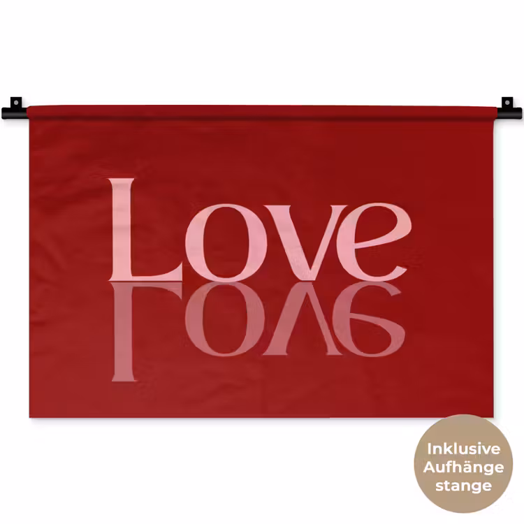 Love - Spiegeling - Rood Wandkleed katoen klein -t3d_DE