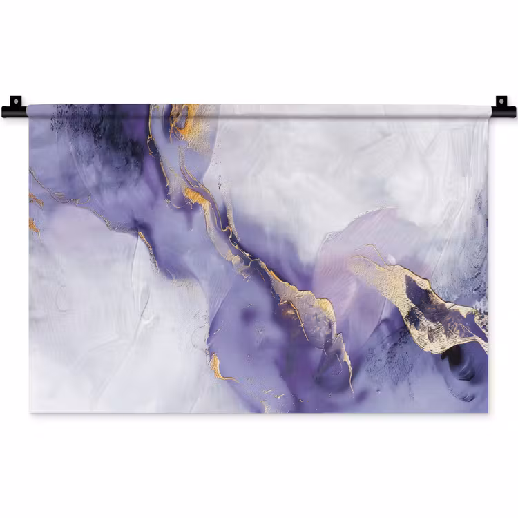 Paars - Modern - Marmer - Abstract Wandkleed katoen klein -zz3d