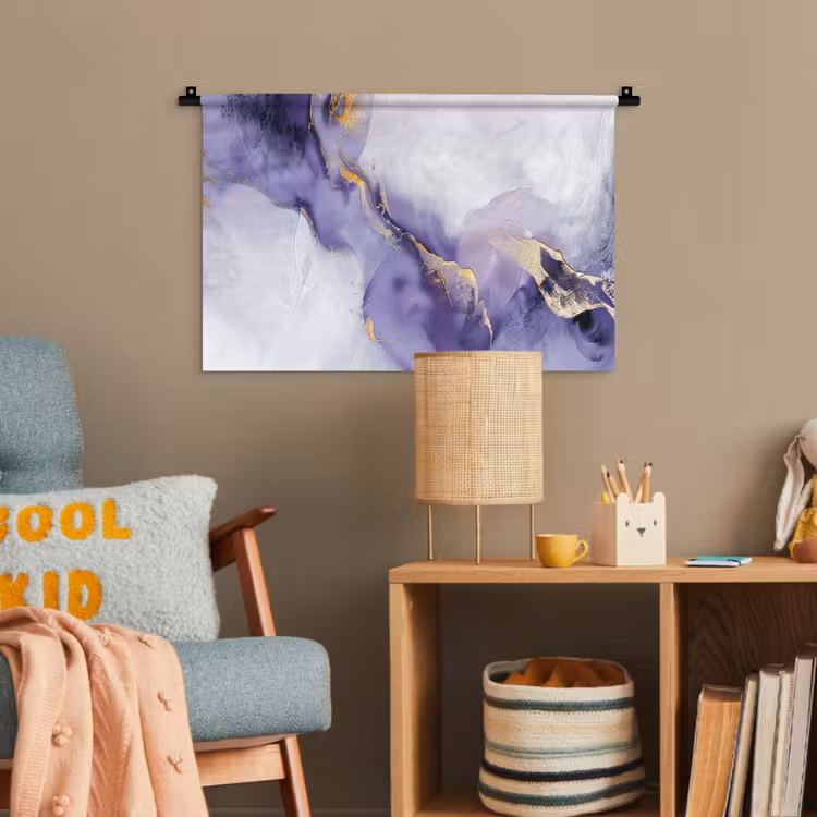 Paars - Modern - Marmer - Abstract Wandkleed katoen klein -wsfeer4_kind