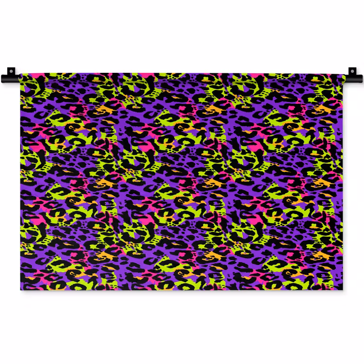 Paars - Neon - Dieren - Panter Wandkleed katoen klein 269 -zz3d