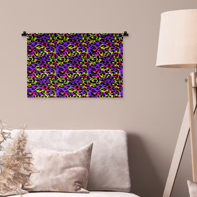 Paars - Neon - Dieren - Panter Wandkleed katoen klein 269 -sfeer4