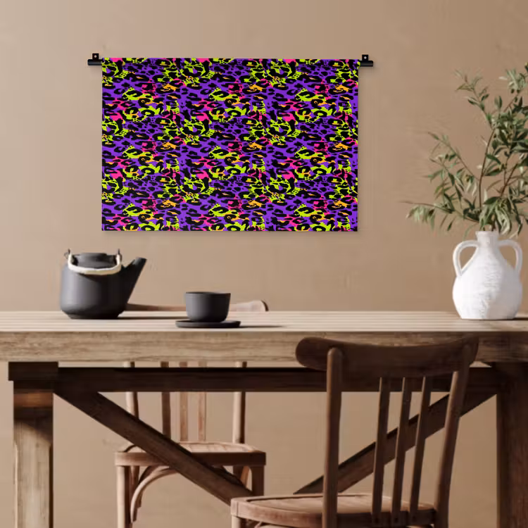 Paars - Neon - Dieren - Panter Wandkleed katoen klein 269 -sfeer6