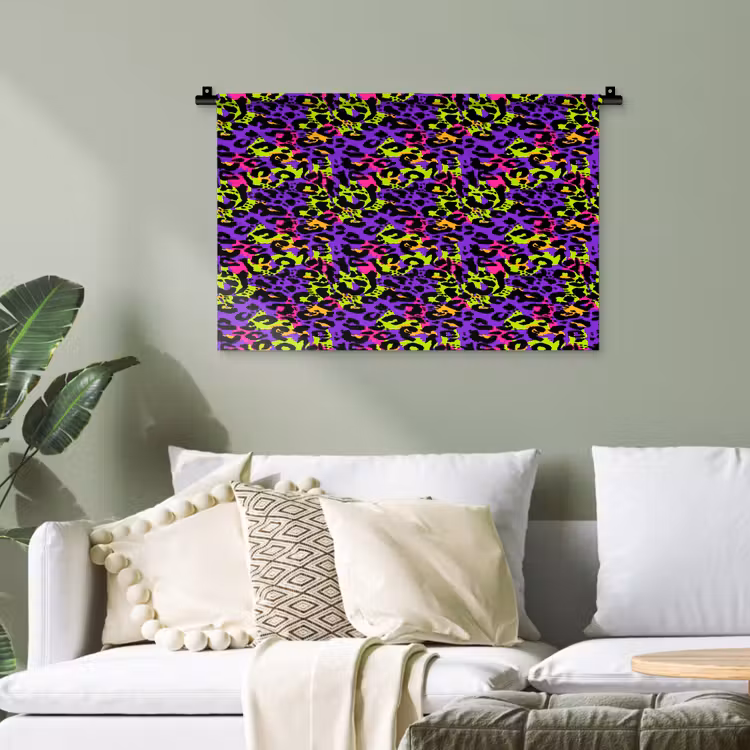 Paars - Neon - Dieren - Panter Wandkleed katoen klein 269 -sfeer7