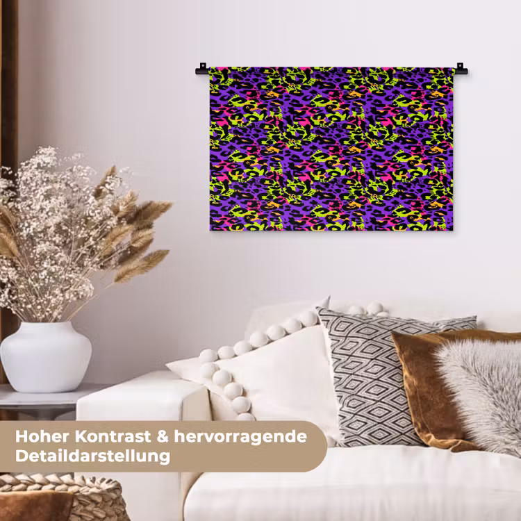 Paars - Neon - Dieren - Panter Wandkleed katoen klein 269 -tsfeer1_DE
