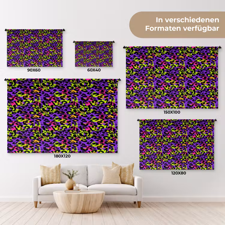 Paars - Neon - Dieren - Panter Wandkleed katoen klein 269 -tsfeer8_DE