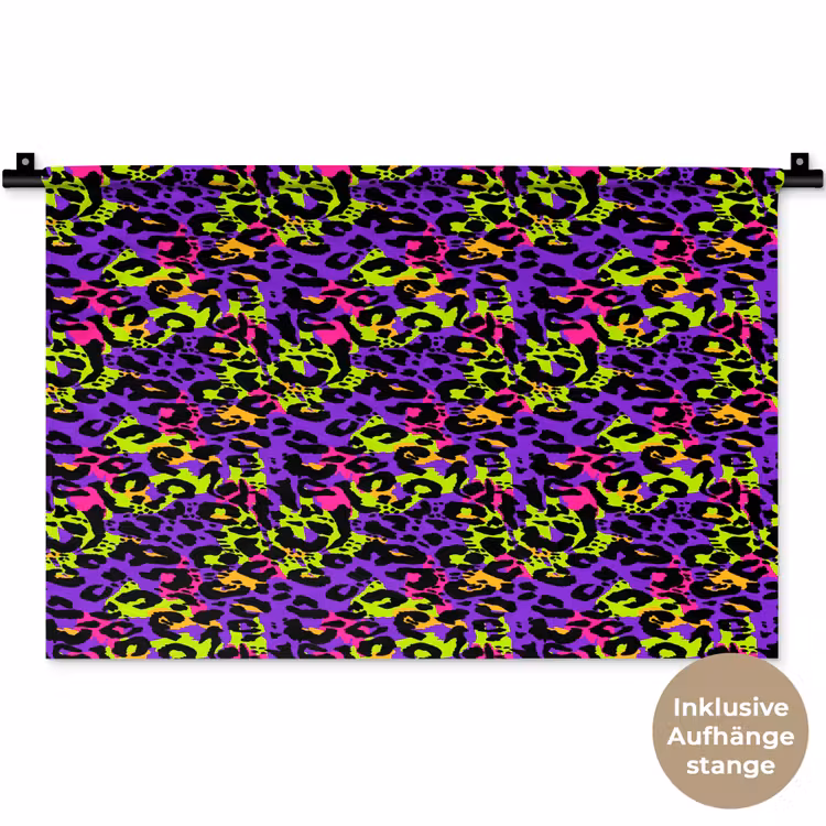 Paars - Neon - Dieren - Panter Wandkleed katoen klein 269 -t3d_DE