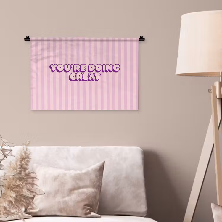 Paars - Strepen - You're doing great - Schaduw Wandkleed katoen klein -sfeer4