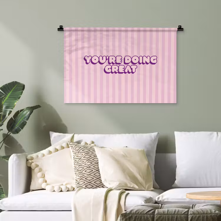 Paars - Strepen - You're doing great - Schaduw Wandkleed katoen klein -sfeer7