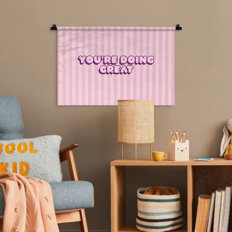 Paars - Strepen - You're doing great - Schaduw Wandkleed katoen klein -wsfeer4_kind